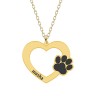 Paw Lover - Colier personalizat din argint placat cu aur galben 24K - Inima