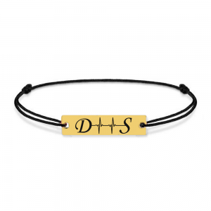 Pulse - Bratara din argint placat cu aur galben 24K personalizata cu initiale si puls