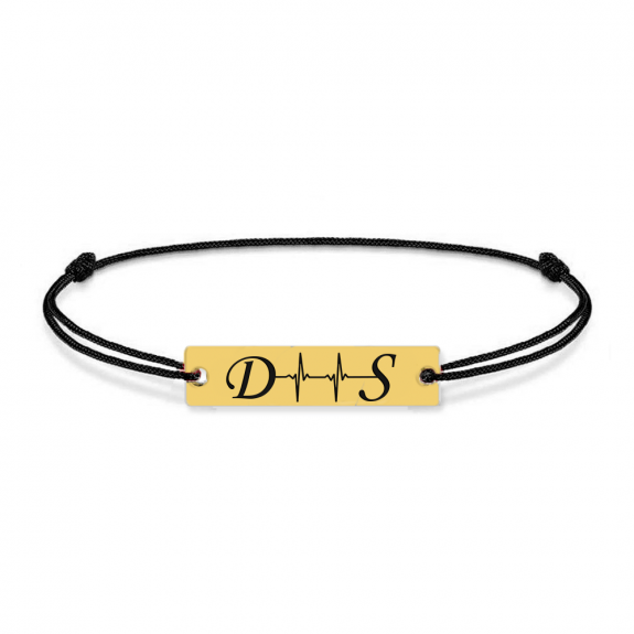 Pulse - Bratara din argint placat cu aur galben 24K personalizata cu initiale si puls