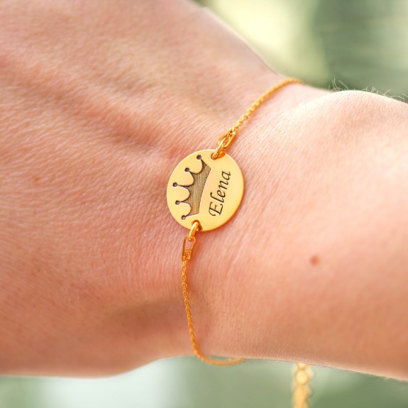 Regali - Bratara personalizata argint 925 banut cu nume si coroana Regali - Bratara personalizata argint 925 banut cu nume si coroana