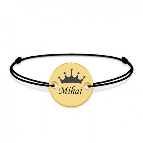 Regali - Bratara personalizata banut argint 925 placat cu aur galben 24K cu nume si corona