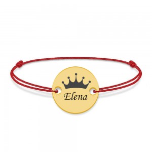 Regali - Bratara personalizata banut argint 925 placat cu aur galben 24K cu nume si corona