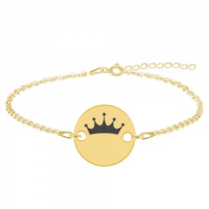 Regali - Bratara personalizata argint 925 placat cu aur galben 24K banut cu nume si coroana