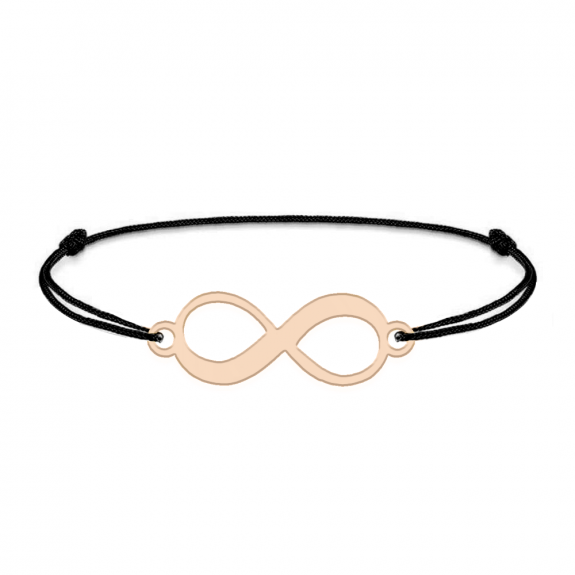 Saray - Bratara personalizata cu snur si infinit din argint placat cu aur roz