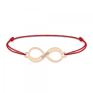Saray - Bratara personalizata cu snur si infinit din argint placat cu aur roz
