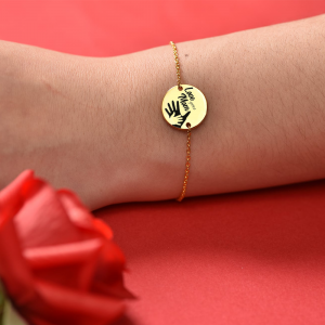 Sole - Bratara personalizata din argint 925 placat cu aur galben 24k "Love you Mom"