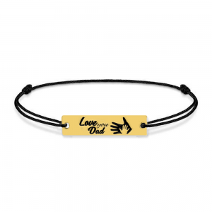 Sole - Bratara personalizata din snur cu tablita din argint 925 placat cu aur galben 24K