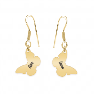 Zulema - Cercei personalizati flutura cu tortita deschisa din argint 925 placat cu aur galben 24K Zulema - Cercei personalizati flutura cu tortita deschisa din argint 925 placat cu aur galben 24K