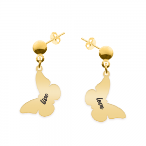 Zulema - Cercei personalizati cu tija si fluturas din argint 925 placat cu aur galben 24K Zulema - Cercei personalizati cu tija si fluturas din argint 925 placat cu aur galben 24K