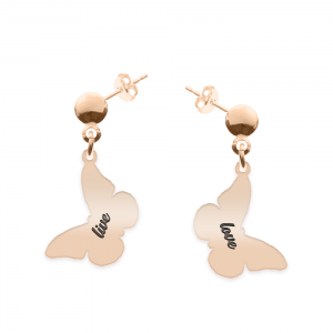 Zulema - Cercei personalizati cu tija si fluturas din argint 925 placat cu aur roz Zulema - Cercei personalizati cu tija si fluturas din argint 925 placat cu aur roz