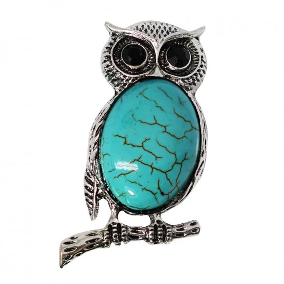 Didi - Brosa Bufnita Argintie si Turcoaz