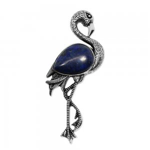 Flamingo - Brosa Argintie si Lapis Lazuli