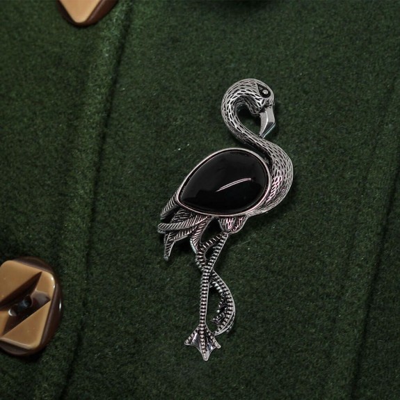 Flamingo - Brosa Argintie si Onix Flamingo - Brosa Argintie si Onix