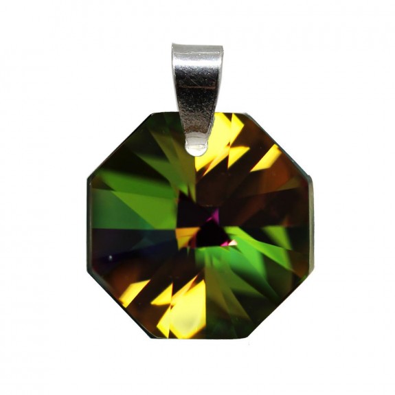 Octogonia - Pandantiv Argint  si Cristale  - Vitrail Medium