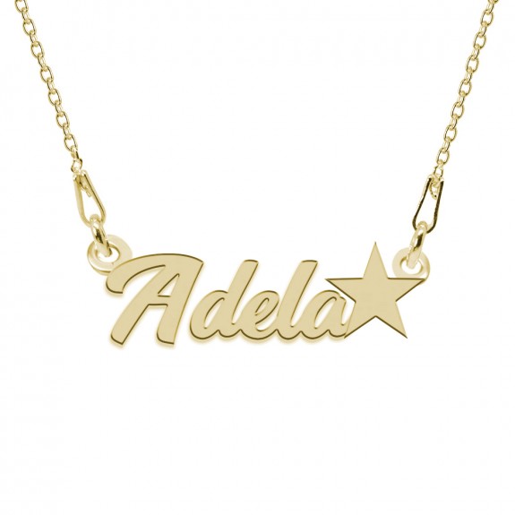 Colier Argint Placat cu Aur 24 karate, Steluta, Nume Adela, BijouxMAG, 45 cm