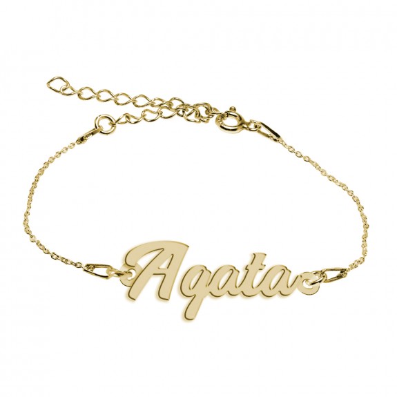 Bratara Argint Placata cu Aur 24 karate, Nume Agata, 15 + 3 cm
