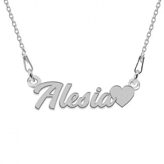 Colier Argint 925, Inimioara, Nume Alesia, 45 cm