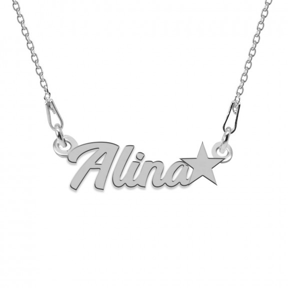 Colier Argint 925, Steluta, Nume Alina, 45 cm