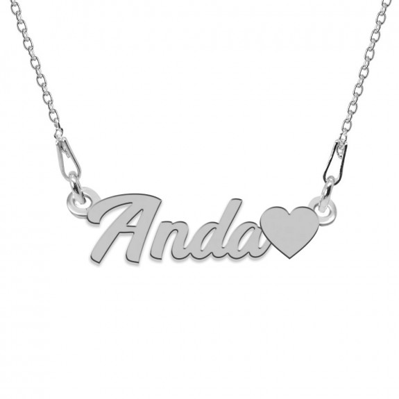 Colier Argint 925, Inimioara, Nume Anda, 45 cm Colier Argint 925, Inimioara, Nume Anda, 45 cm