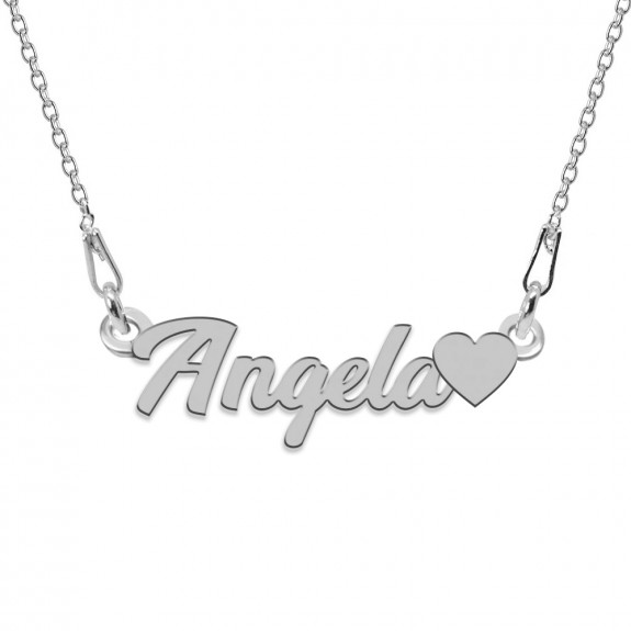 Colier Argint 925, Inimioara, Nume Angela, 45 cm