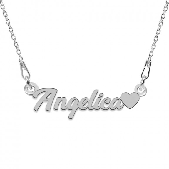 Colier Argint 925, Inimioara, Nume Angelica, 45 cm