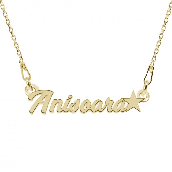 Colier Argint Placat cu Aur 24 karate, Steluta, Nume Anisoara, BijouxMAG, 45 cm
