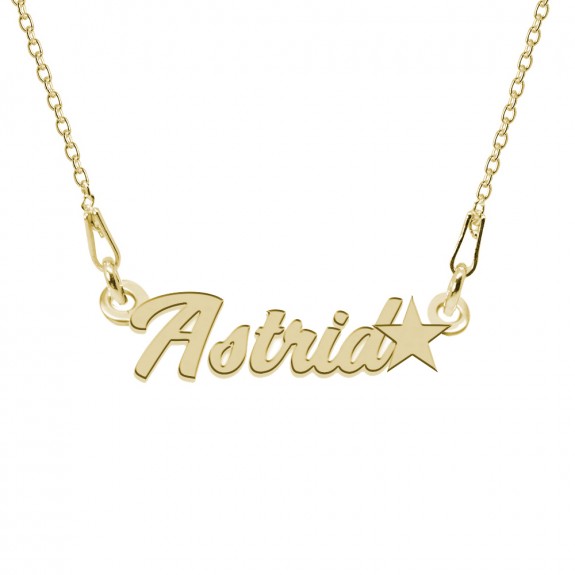 Colier Argint Placat cu Aur 24 karate, Steluta, Nume Astrid, BijouxMAG, 45 cm