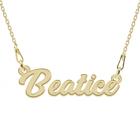 Colier Argint Placat cu Aur 24 karate, Nume Beatrice, 45 cm