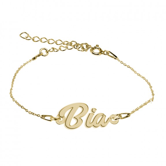 Bratara Argint Placata cu Aur 24 karate, Nume Bia, 15 + 3 cm