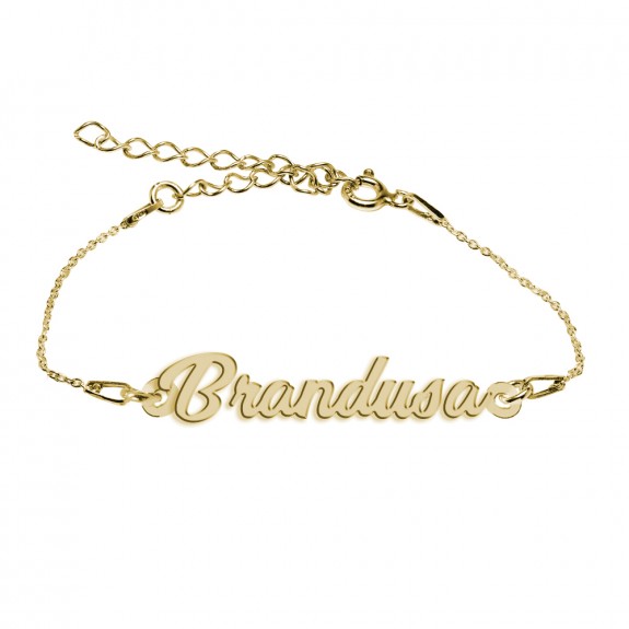 Bratara Argint Placata cu Aur 24 karate, Nume Brandusa, 15 + 3 cm