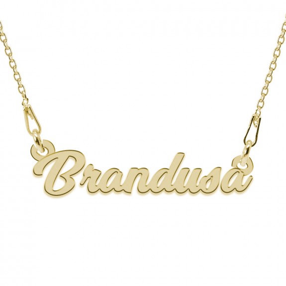 Colier Argint Placat cu Aur 24 karate, Nume Brandusa, 45 cm