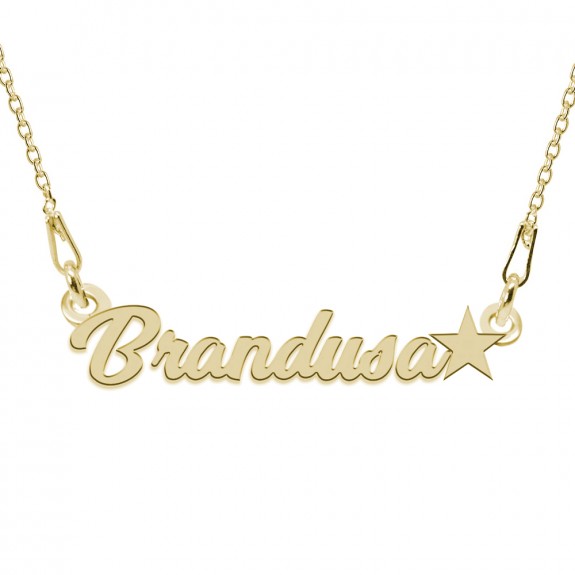Colier Argint Placat cu Aur 24 karate, Steluta, Nume Brandusa, BijouxMAG, 45 cm