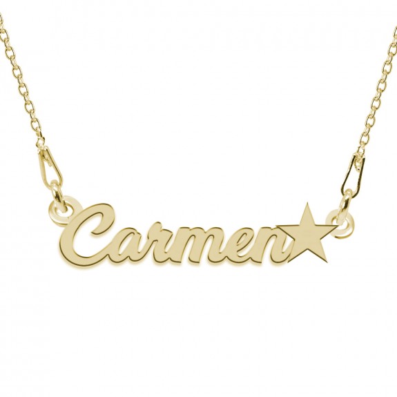 Colier Argint Placat cu Aur 24 karate, Steluta, Nume Carmen, BijouxMAG, 45 cm