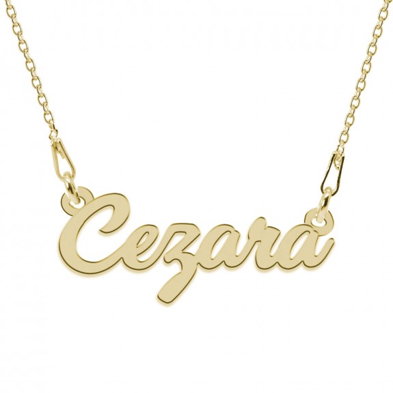 Colier Argint Placat cu Aur 24 karate, Nume Cezara, 45 cm