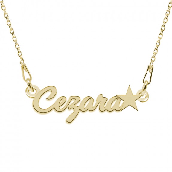 Colier Argint Placat cu Aur 24 karate, Steluta, Nume Cezara, BijouxMAG, 45 cm Colier Argint Placat cu Aur 24 karate, Steluta, Nume Cezara, BijouxMAG, 45 cm