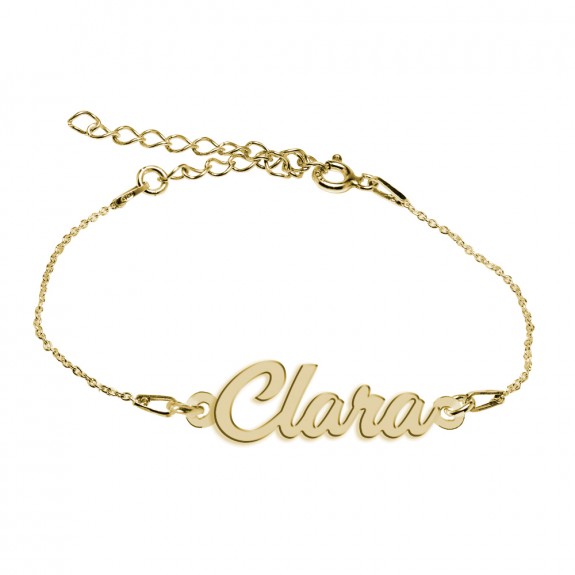 Bratara Argint Placata cu Aur 24 karate, Nume Clara, 15 + 3 cm