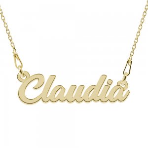 Colier Argint Placat cu Aur 24 karate, Nume Claudia, 45 cm