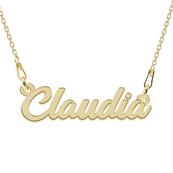 Colier Argint Placat cu Aur 24 karate, Nume Claudia, 45 cm
