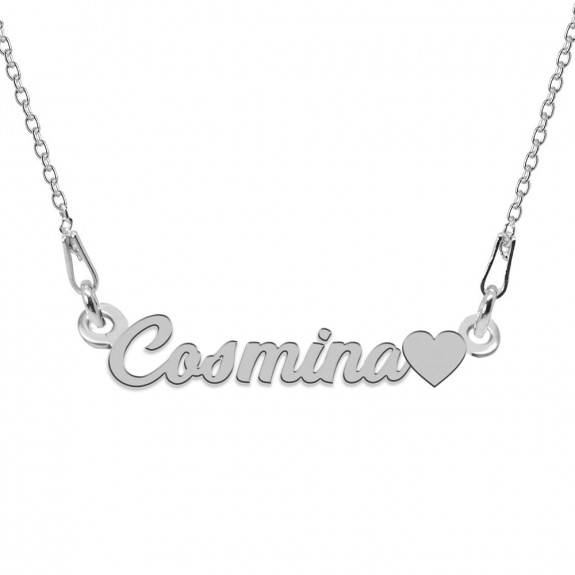 Colier Argint 925, Inimioara, Nume Cosmina, 45 cm