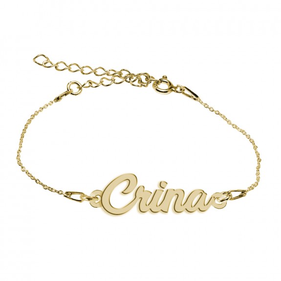 Bratara Argint Placata cu Aur 24 karate, Nume Crina, 15 + 3 cm
