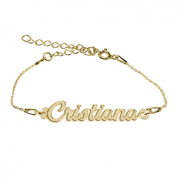 Bratara Argint Placata cu Aur 24 karate, Nume Cristiana, 15 + 3 cm