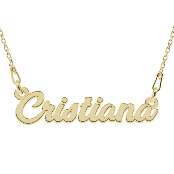 Colier Argint Placat cu Aur 24 karate, Nume Cristiana, 45 cm