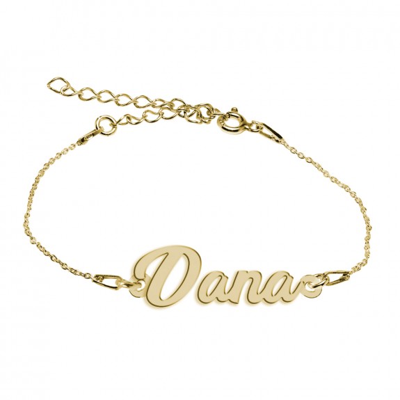 Bratara Argint Placata cu Aur 24 karate, Nume Dana, 15 + 3 cm