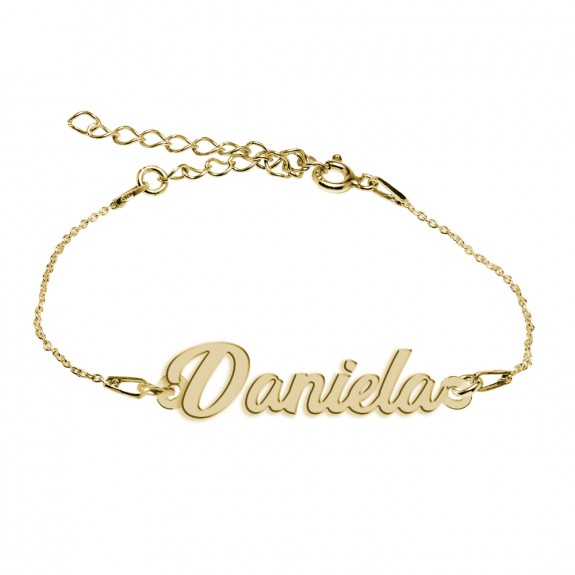Bratara Argint Placata cu Aur 24 karate, Nume Daniela, 15 + 3 cm