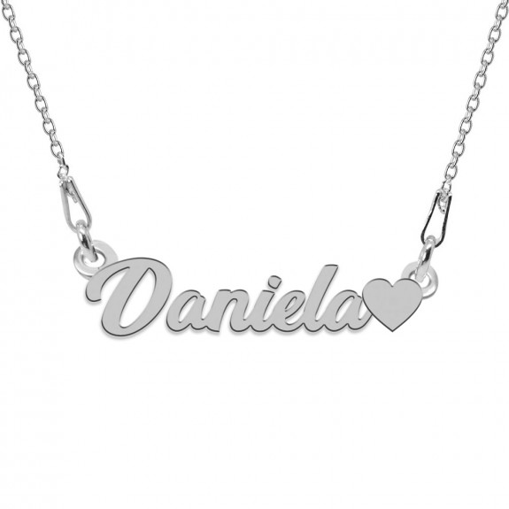 Colier Argint, Inimioara, Nume Daniela , 45 cm