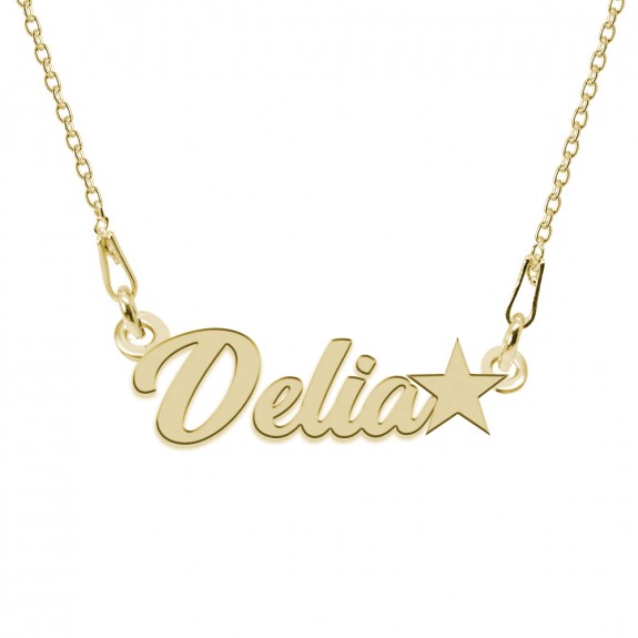 Colier Argint Placat cu Aur 24 karate, Steluta, Nume Delia, 45 cm Colier Argint Placat cu Aur 24 karate, Steluta, Nume Delia, 45 cm
