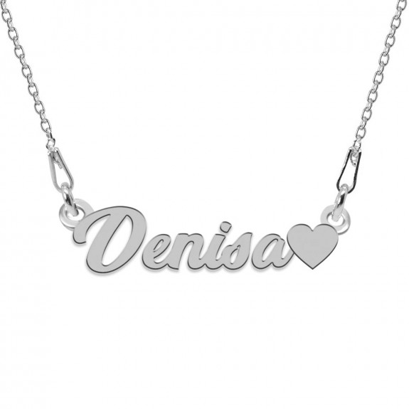 Colier Argint, Inimioara, Nume Denisa , 45 cm