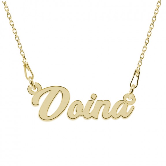 Colier Argint Placat cu Aur 24 karate, Nume Doina, 45 cm