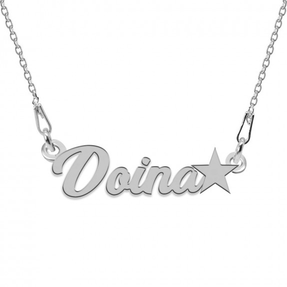 Colier Argint, Steluta, Nume Doina , 45 cm