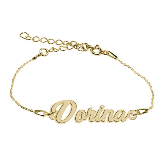 Bratara Argint Placata cu Aur 24 karate, Nume Dorina, 15 + 3 cm